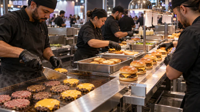 Hambúrguer no cardápio de operações de food service